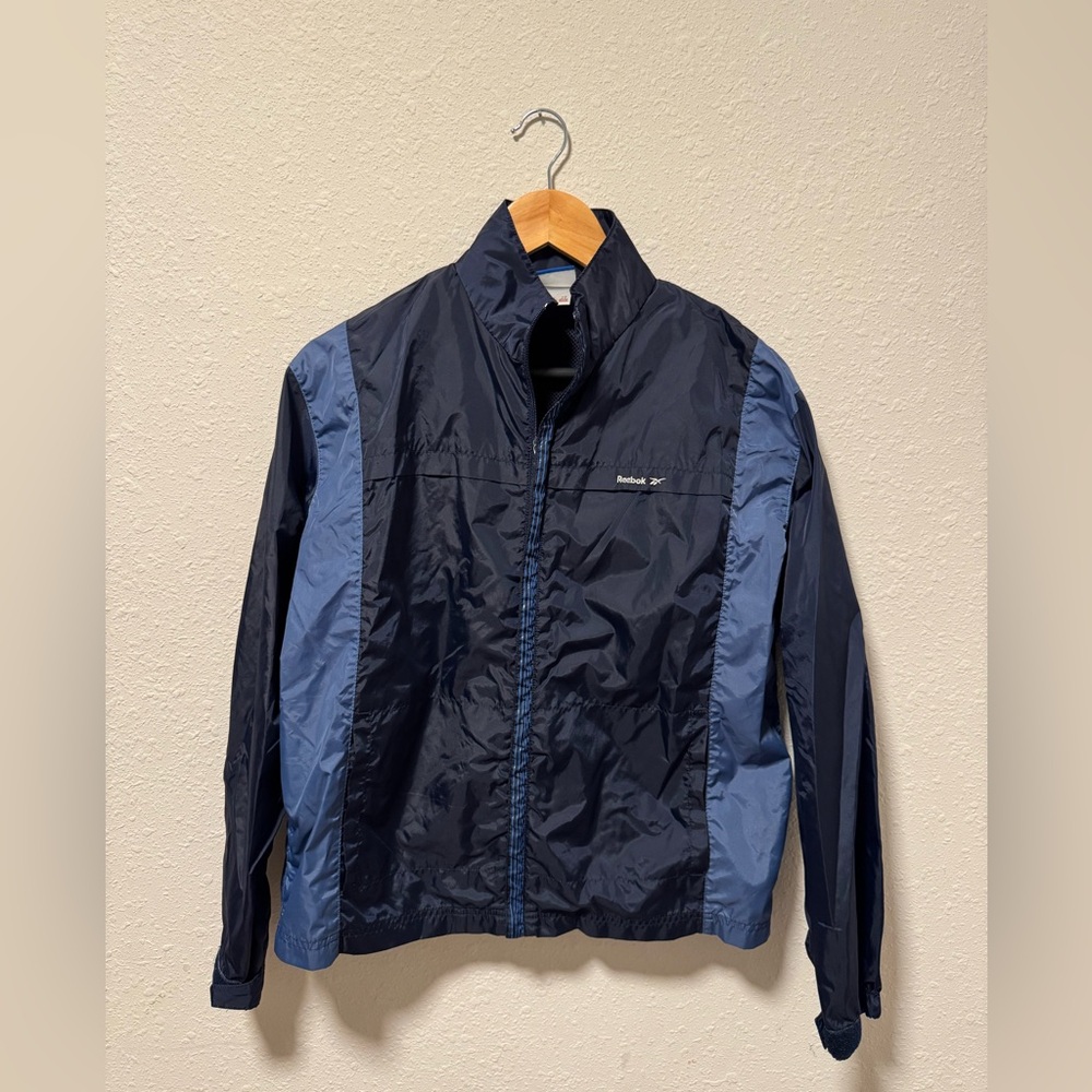 Vintage Reebok Blue Windbreaker Jacket Lightweight Athletic Design